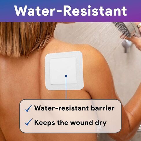 ضمادات فضية رغوية ذات حدود للعناية بالجروح 4 × 4 بوصة - ضمادات رغوية 10 Ag لإفرازات الجروح المتوسطة إلى الثقيلة - عالية الامتصاص ومقاومة للماء in Kuwait