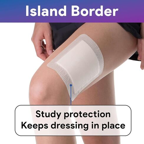 ضمادات فضية رغوية ذات حدود للعناية بالجروح 4 × 4 بوصة - ضمادات رغوية 10 Ag لإفرازات الجروح المتوسطة إلى الثقيلة - عالية الامتصاص ومقاومة للماء in Kuwait