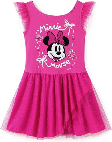 Disney Frozen Elsa Princess Stitch Minnie Girls Ballet Leotards Ruffle Sleeve Shiny Leotard Dance Dress Ballerina Outfit 2-9Y in Saudi Arabia
