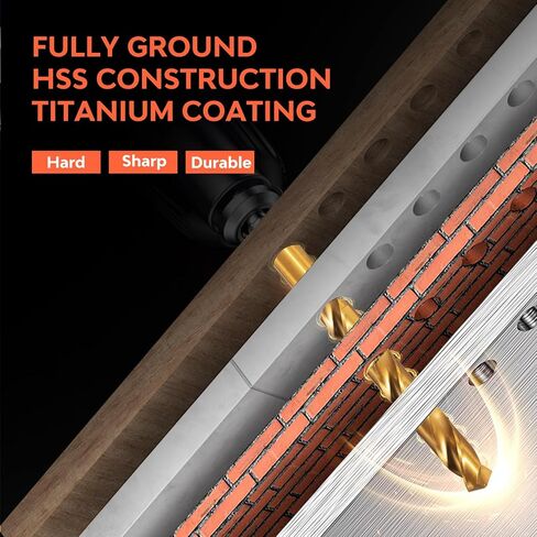 مجموعة لقم مثقاب M35 كوبالت تيتانيوم HSS مكونة من 21 قطعة، لقم مفك تأثير سريع التغيير للخشب والمعادن والبلاستيك وسبائك الألومنيوم، 1/16 بوصة إلى 1/2 بوصة مع حقيبة تخزين مفهرسة in Kuwait