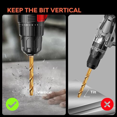 مجموعة لقم مثقاب M35 كوبالت تيتانيوم HSS مكونة من 21 قطعة، لقم مفك تأثير سريع التغيير للخشب والمعادن والبلاستيك وسبائك الألومنيوم، 1/16 بوصة إلى 1/2 بوصة مع حقيبة تخزين مفهرسة in Kuwait