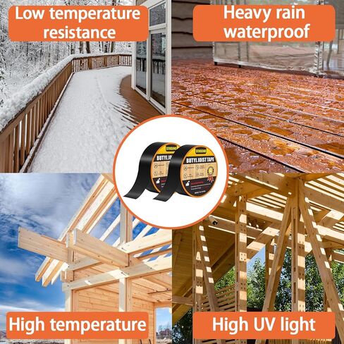 شريط جويست 2 بوصة × 50 قدم، شريط بوتيل على شكل لفتين، شريط بوتيل مقاوم، شريط وامض مقاوم للماء ومضاد للتآكل لسطح الخشب، والرافعة، والعوارض، والأسقف، والمركبات الترفيهية، والأبواب in Kuwait