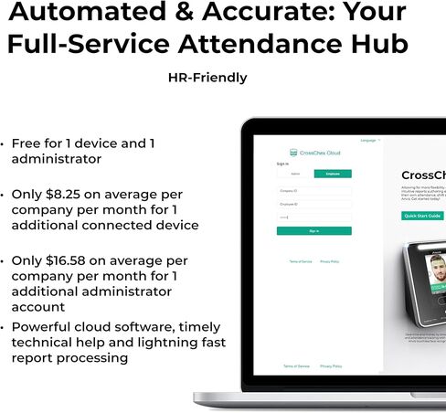 ساعة وقت ANVIZ للموظفين الأعمال الصغيرة - Forever Free Cloud Software - CX2 Phousprint Biometric Clock داخل وخارج آلة الحضور in Kuwait