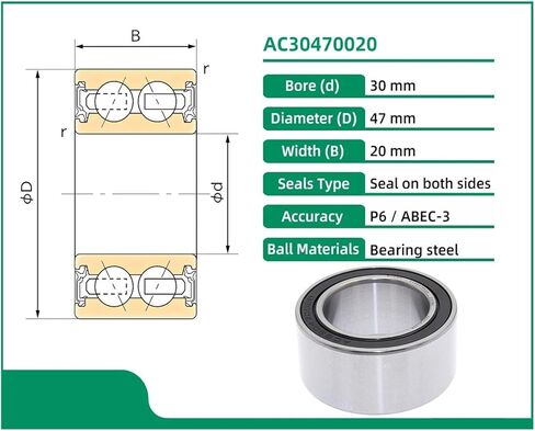1 قطعة AC30470020 30X47X20 30BD4720 ACB30X47X20 ACB30470020 محمل تكييف الهواء للسيارات in Kuwait