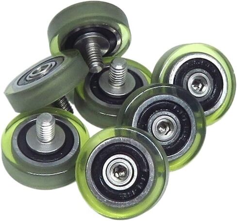 5 قطع بكرات مطلية بالبولي يوريثان بقطر خارجي 18 مم مع محامل 605RS ومسامير M4 PU60518-5C1L6M4 بكرات صامتة من المطاط الناعم من البولي يوريثين (PU60518-5) in Kuwait