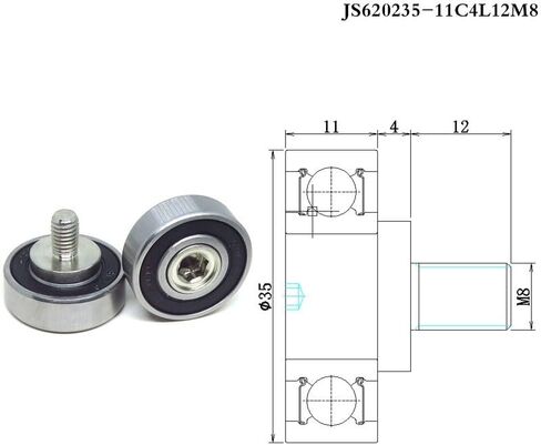 1 قطعة القطر الخارجي 35 مللي متر 6202RS تحمل الترباس الأسطوانة مع M8 موضوع JS620235-11C4L12M8 15x35x11 باب ونافذة دليل عجلة معدنية بكرة in Kuwait