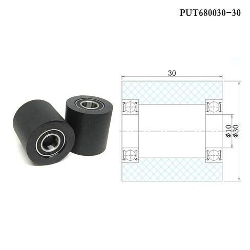 1 قطعة 30 مللي متر الأسود بولي PU المغلفة الأسطوانة مع محامل مزدوجة 6800RS 10x30x30 مللي متر PUT680030-30 حزام النقل الصامت البولي يوريثين in Kuwait