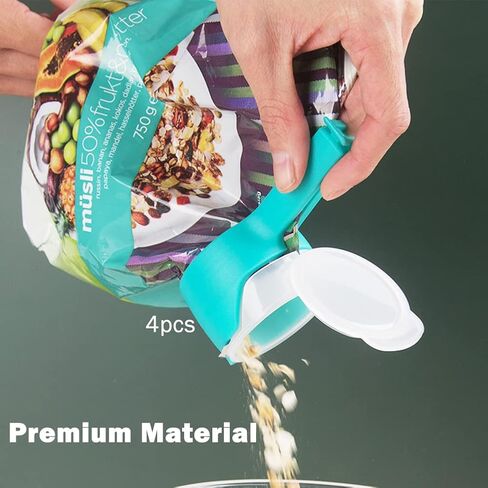 4Pcs Bag Clips for Food,Food Storage Sealing Clips with Pouring Spouts,Sealing Clip with Nozzle,Chip Bag Clips,Cap Sealer Clip for Chip Bag,Bulk Candy Bag,Cereal Bag,Dog Food Bag in Saudi Arabia