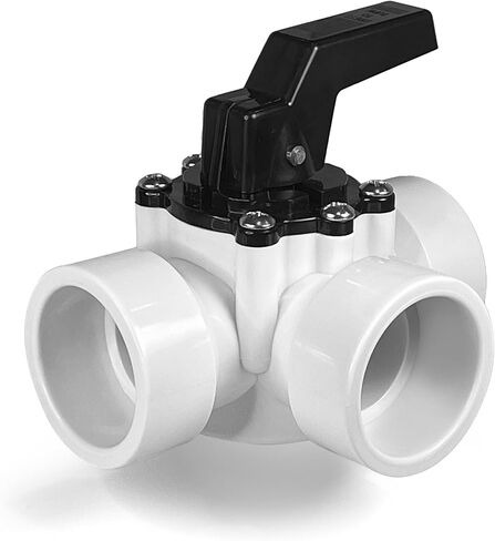 صمام محول لحمام السباحة Fibropool - 1 1/2 بوصة - 3 اتجاهات - صمام انزلاقي بديل لحمامات السباحة والمنتجعات الصحية باللون الأبيض in Kuwait