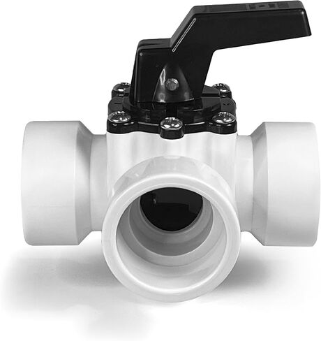 صمام محول لحمام السباحة Fibropool - 1 1/2 بوصة - 3 اتجاهات - صمام انزلاقي بديل لحمامات السباحة والمنتجعات الصحية باللون الأبيض in Kuwait