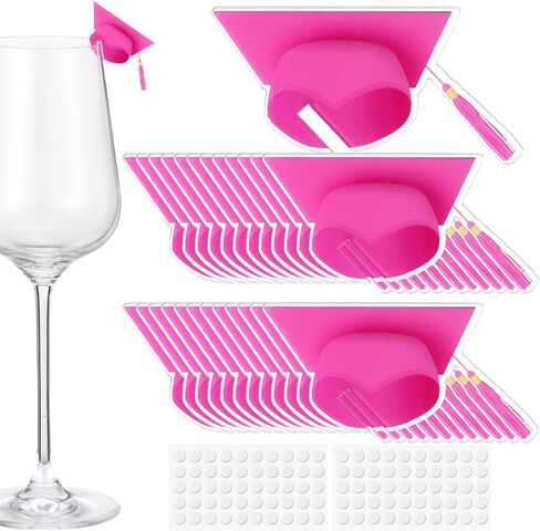 Landical 24 Pcs Graduation Drink Markers with 50 Pcs Adhesive Stick Dots Grad Cap Drink Tags Class of 2026 Reusable Acrylic Glasses Charms for Wine Cocktail glasses Senior 2026 Party Supplies in Saudi Arabia