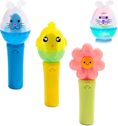Cool Things Mini Light Up Spinner Toy Wand للأطفال - أضواء وألوان الغزل - هدية ممتعة ولعب الصيف والترفيه الحفلات وغرف التوحد الحسية وجوائز الفصول الدراسية (3 أصدقاء في Safari) in Kuwait