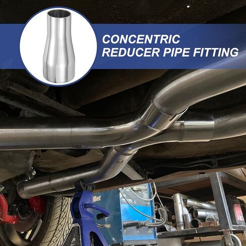 PATIKIL Concentric Reducer Pipe Fitting, 2-1/2"(63mm) to 1-3/4"(45mm) OD 304 Stainless Steel Butt Weld Tube Long Reducer Exhaust Pipe for Food Beverage HVAC Plumbing, Silver in Saudi Arabia