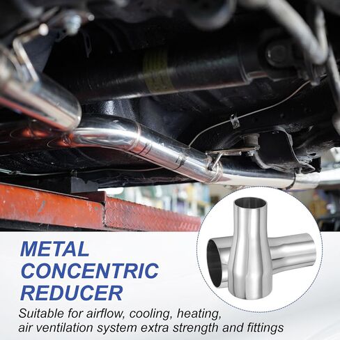 PATIKIL Concentric Reducer Pipe Fitting, 2-1/2"(63mm) to 1-3/4"(45mm) OD 304 Stainless Steel Butt Weld Tube Long Reducer Exhaust Pipe for Food Beverage HVAC Plumbing, Silver in Saudi Arabia