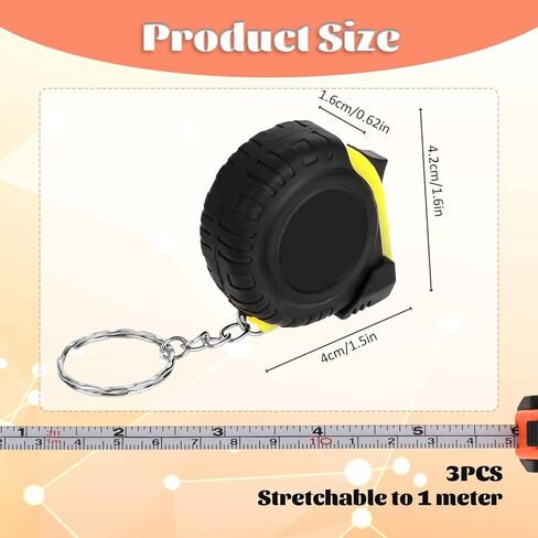 3Ft Mini Tape Measure 3 Pcs Small Measuring Tape Retractable Pocket Measurement Tapes Metric/Inch Keychain Tapes Measure Easy Read in Saudi Arabia