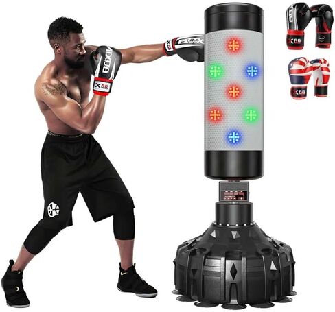 Smart Music Punching Bag 69",4 Training Modes,Can Connect to Bluetooth Smart Music Boxing Bag with 2 Pairs of Boxing Gloves for Home,Office and Gym Workout. in Saudi Arabia