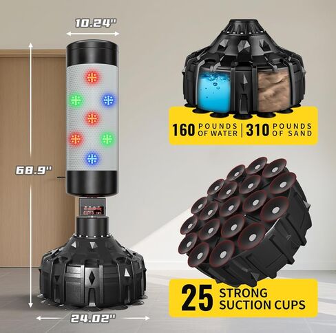 Smart Music Punching Bag 69",4 Training Modes,Can Connect to Bluetooth Smart Music Boxing Bag with 2 Pairs of Boxing Gloves for Home,Office and Gym Workout. in Saudi Arabia