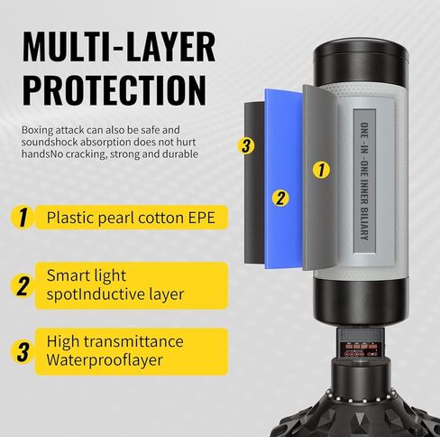 Smart Music Punching Bag 69",4 Training Modes,Can Connect to Bluetooth Smart Music Boxing Bag with 2 Pairs of Boxing Gloves for Home,Office and Gym Workout. in Saudi Arabia