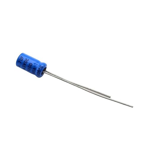 5 Pack 4.7uF 63V Radial Electrolytic Capacitors – 105°C, 0.25" x 0.50", Made in USA, Long Leads in Saudi Arabia