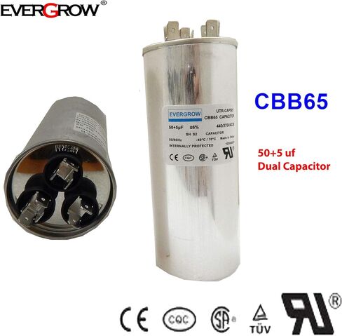 50+5 فائق التوهج ±6% 50/5 MFD 370/440 VAC CBB65 مكثف دائري لبدء التشغيل المزدوج لمكيف الهواء المكثف المستقيم البارد أو الحراري أو محرك التيار المتردد وبدء تشغيل المروحة in Kuwait