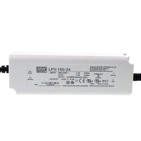 سائق LED سلسلة LPV-150 12 فولت/15 فولت/24 فولت/36 فولت/48 فولت LPVL-150 LED IP67 LED مصدر الطاقة الجهد المستمر (LPVL-150-24) in Kuwait
