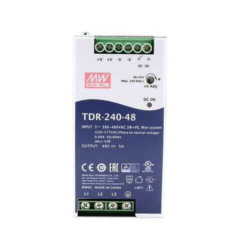 TDR-240-24 240W سكة DIN صناعية رفيعة ثلاثية الطور مع وظيفة PFC TDR-240 24V 10A in Kuwait