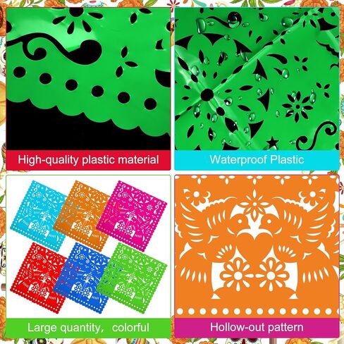 Newwiee 12 Pcs Mexican Party Decor Papel Picado Table Runners 31.5 x 15.75 Inch Fiesta Table Runner for Mexican Party Fiesta Carnival Cinco De Mayo Cielito Lindo Mantel Decor in Saudi Arabia