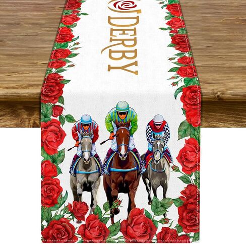 Sunwer Derby Table Runner Run for The Roses Horse Racing Party Decoration Home Kitchen Dining Room Decor 72Inches Long in Saudi Arabia