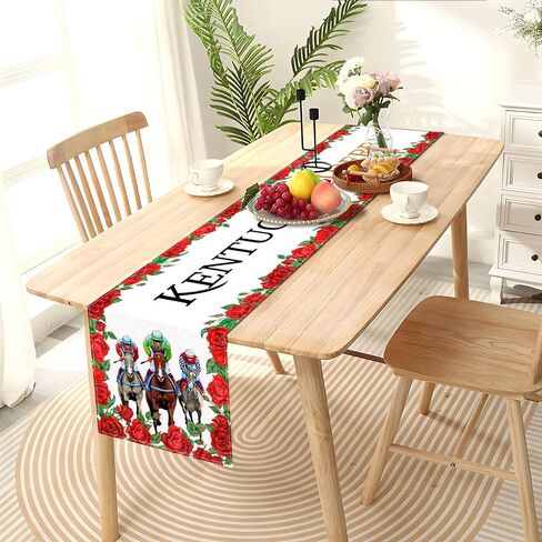 Sunwer Derby Table Runner Run for The Roses Horse Racing Party Decoration Home Kitchen Dining Room Decor 72Inches Long in Saudi Arabia