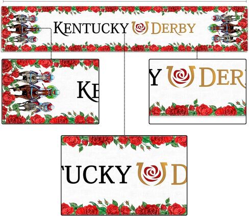 Sunwer Derby Table Runner Run for The Roses Horse Racing Party Decoration Home Kitchen Dining Room Decor 72Inches Long in Saudi Arabia