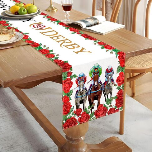 Sunwer Derby Table Runner Run for The Roses Horse Racing Party Decoration Home Kitchen Dining Room Decor 72Inches Long in Saudi Arabia