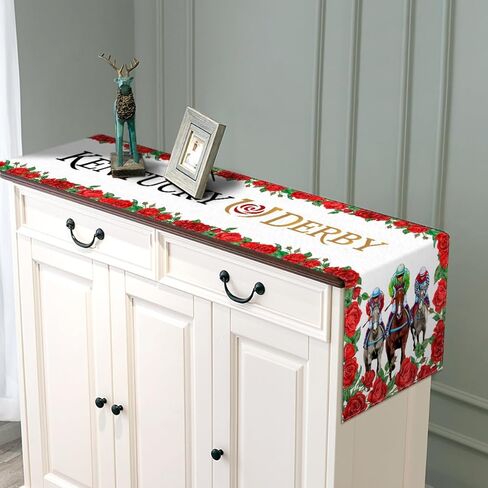 Sunwer Derby Table Runner Run for The Roses Horse Racing Party Decoration Home Kitchen Dining Room Decor 72Inches Long in Saudi Arabia