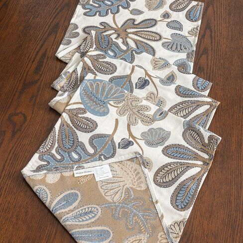 Mika Home Tropical Leaf Table Runner for Home Decor 13X72 Inches Blue Brown Seasonal Dining Table Decoration for Home in Saudi Arabia