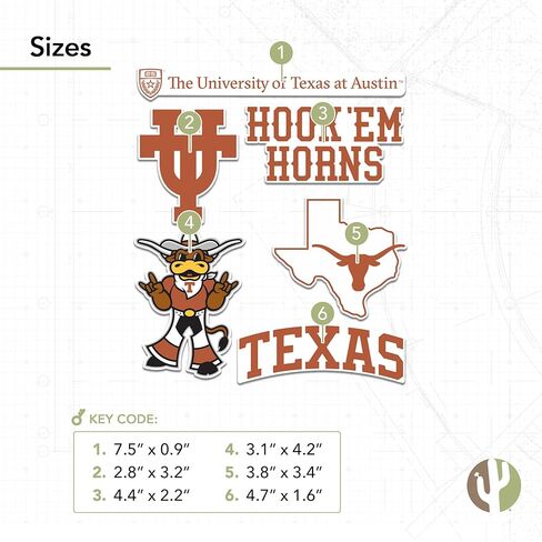 Desert Cactus University of Texas Sticker Longhorns UT Austinr Vinyl Decals Laptop Water Bottle Car Scrapbook Sheet T2 (Type 2-8) in Saudi Arabia