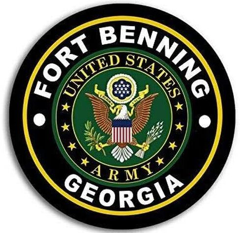 JR Studio 4x4 inch Round Fort Benning Army Base Sticker (Logo Insignia Emblem ga) Vinyl Decal Sticker Car Waterproof Car Decal Bumper Sticker in Kuwait