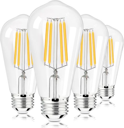 ST58 LED Light Bulbs, Shatterproof Edison Bulbs 60 Watt Equivalent, E26 Base 2700K LED Bulb, Vintage Decorative Light for Home Lighting, Bedroom, Bathroom,Non-dimmable (4pack-Warm White) in Kuwait