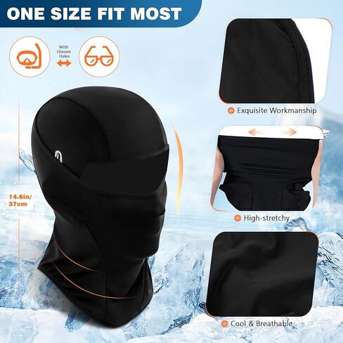 2 Pack UV Protection Cooling Breathable Balaclava Face Mask with Glasses Holes for Men Women, Summer Ice Silk Full Face Cover for Motorcycle Cycling Ski Hiking Fishing Outdoor Sports in Saudi Arabia