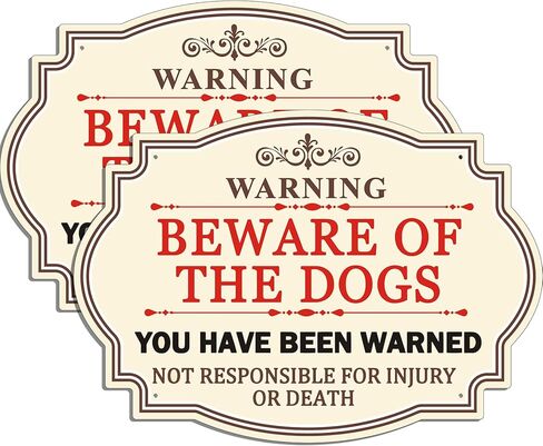 علامة تحذير احذر من الكلاب، لقد تم تحذيرك، لافتة ألومنيوم مقاومة للصدأ مقاس 10 × 7 بوصات، مقاومة للأشعة فوق البنفسجية، خدش، مقاومة للماء ومقاومة للطقس، للاستخدام الداخلي/الخارجي. سهل التركيب in Kuwait