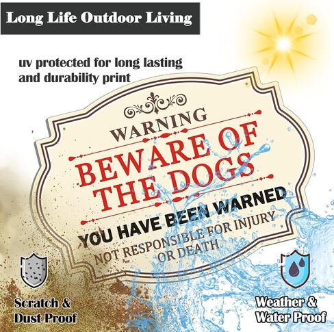 علامة تحذير احذر من الكلاب، لقد تم تحذيرك، لافتة ألومنيوم مقاومة للصدأ مقاس 10 × 7 بوصات، مقاومة للأشعة فوق البنفسجية، خدش، مقاومة للماء ومقاومة للطقس، للاستخدام الداخلي/الخارجي. سهل التركيب in Kuwait
