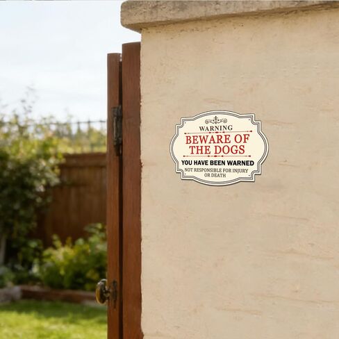 علامة تحذير احذر من الكلاب، لقد تم تحذيرك، لافتة ألومنيوم مقاومة للصدأ مقاس 10 × 7 بوصات، مقاومة للأشعة فوق البنفسجية، خدش، مقاومة للماء ومقاومة للطقس، للاستخدام الداخلي/الخارجي. سهل التركيب in Kuwait