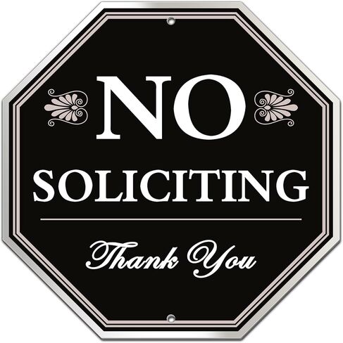 No Soliciting Sign for House, 10x10 Inch – Durable Aluminum Metal Sign for Front Door or Wall, Weather-Resistant, Easy to Mount with Nails or Adhesive, Clear Print in Saudi Arabia