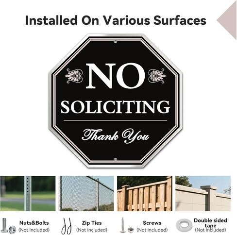 No Soliciting Sign for House, 10x10 Inch – Durable Aluminum Metal Sign for Front Door or Wall, Weather-Resistant, Easy to Mount with Nails or Adhesive, Clear Print in Saudi Arabia