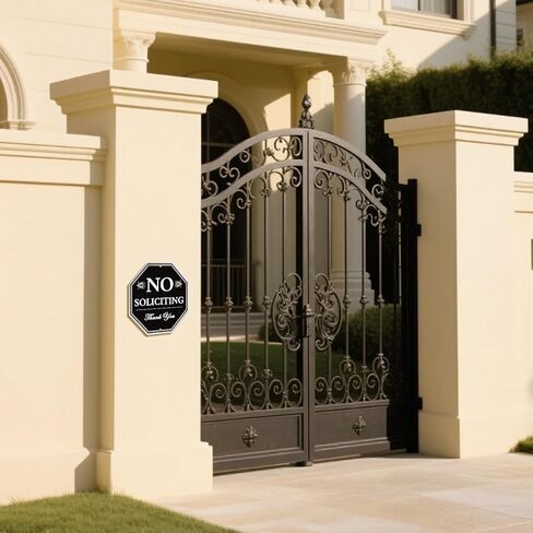 No Soliciting Sign for House, 10x10 Inch – Durable Aluminum Metal Sign for Front Door or Wall, Weather-Resistant, Easy to Mount with Nails or Adhesive, Clear Print in Saudi Arabia