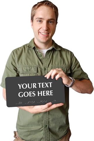 لافتة برايل مخصصة من SmartSign - 4 بوصة × 8 بوصة أفقية، متوافقة مع ADA، علامة بلاستيكية صلبة بسمك 60 مل للأعمال، في الداخل، في الهواء الطلق، الغرفة، المكتب، الحمام، خيارات أحمر/أسود/أزرق/أبيض، صنع في الولايات المتحدة الأمريكية in Kuwait