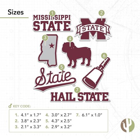 Desert Cactus Mississippi State University Sticker Bulldogs MSU Sticker Vinyl Decals Laptop Water Bottle Car Sheet T2 (Type 2-4) in Saudi Arabia