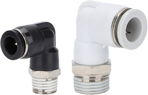 Pneumatic Connector Pl10-02 Threaded Air Pipe Quick Plugs L-Shaped Right-Angle Copper Hose 4/6/8-01 2Pcs(WhitePL16-03) in Saudi Arabia