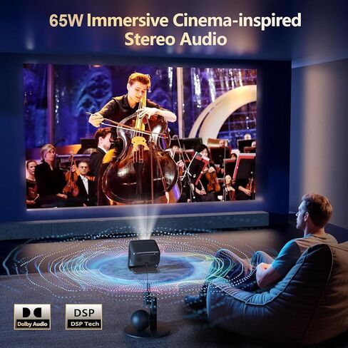 [4500 Brightness/Built in Apps/65W Audio] Outdoor 4K-Projector with WiFi and Bluetooth 5.4, Auto Focus Smart Projector Support DoIby Audio, Upgrade GO2 Short Throw Projector with 360°Stand in Saudi Arabia