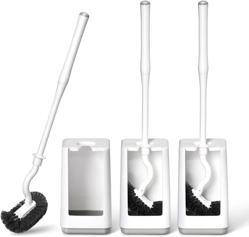 Toilet Bowl Brush and Holder Sturdy Plastic Long Handled Toilet Brushes for Bathroom with Ventilated Base Easy to Assemble for Deep Cleaning (White 1) in Saudi Arabia