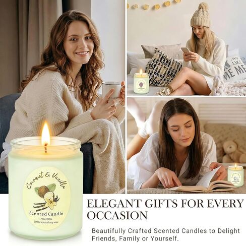 4 Pack Scented Candle Gift Set,Lavender Rose Coconut Vanilla Highly Long Lasting for Home Aromatherapy Soy Non Toxic 28 Oz 200 Hour Burn Birthday Meditation Housewarming Bath for Women Mothers Day in Saudi Arabia