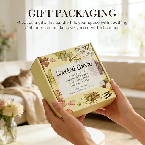 4 Pack Scented Candle Gift Set,Lavender Rose Coconut Vanilla Highly Long Lasting for Home Aromatherapy Soy Non Toxic 28 Oz 200 Hour Burn Birthday Meditation Housewarming Bath for Women Mothers Day in Saudi Arabia